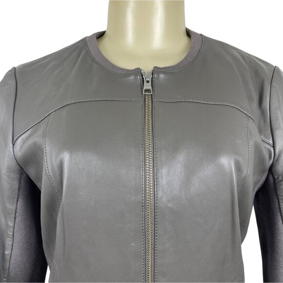 Soia & Kyo Womens Leather Jacket With Zipper and Floral Lining Size M - Picture 4 of 10